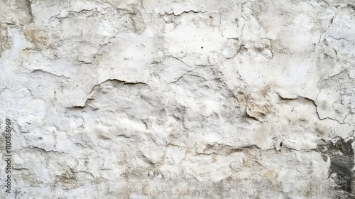 White grunge cement concrete wall serves as a textured background, ideal for various creative projects, with ample copy space for adding text or graphics emphasizing the unique wall style.