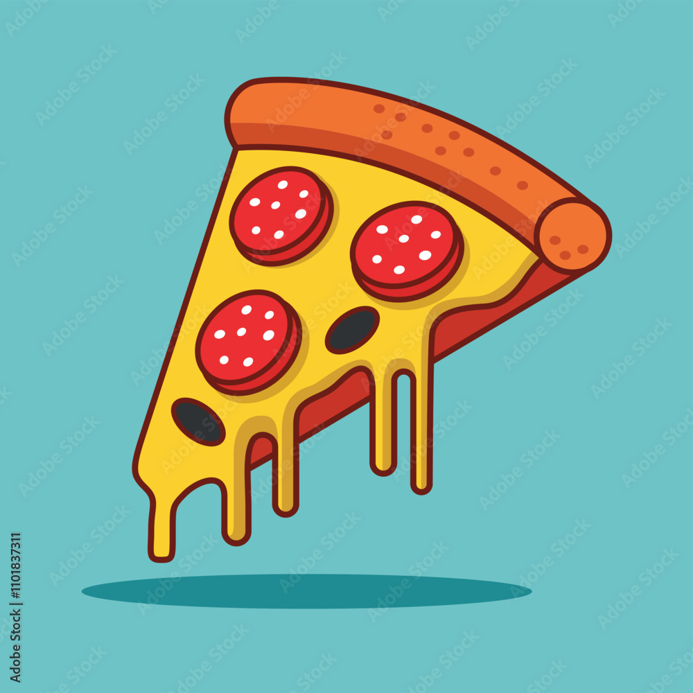 Cartoon Pizza Icon Vector - Premium Flat Style Fast Food Illustration Cartoon Pizza Icon Vector - Premium Flat Style Fast Food Illustration