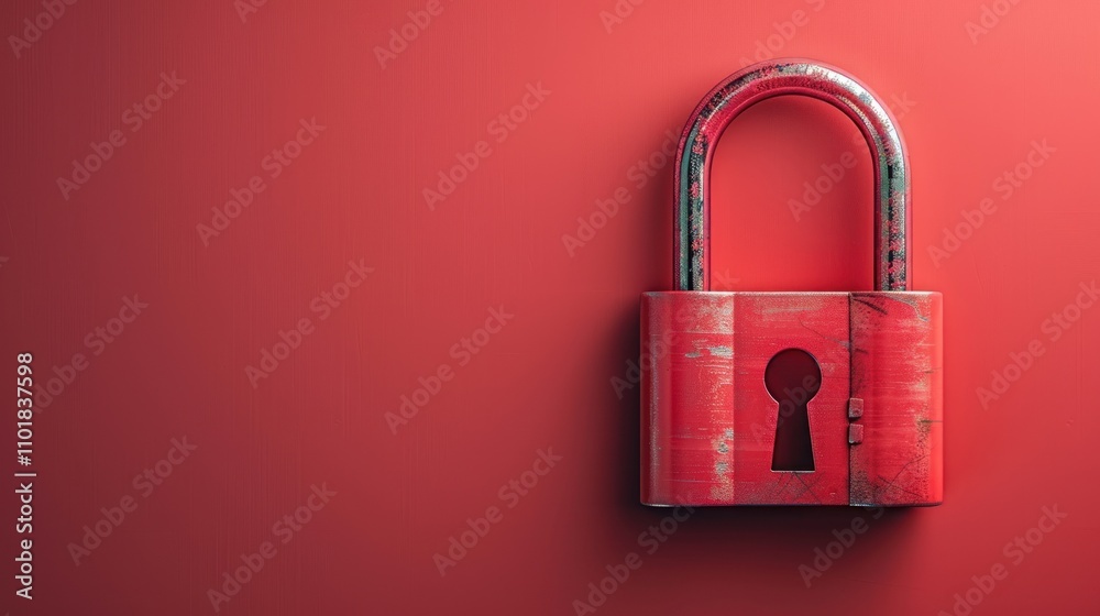 A red padlock against a solid red background, symbolizing security and protection. A red padlock against a solid red background, symbolizing security and protection.