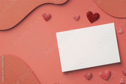 Festive card design for a celebration featuring hearts and sparkling decorations