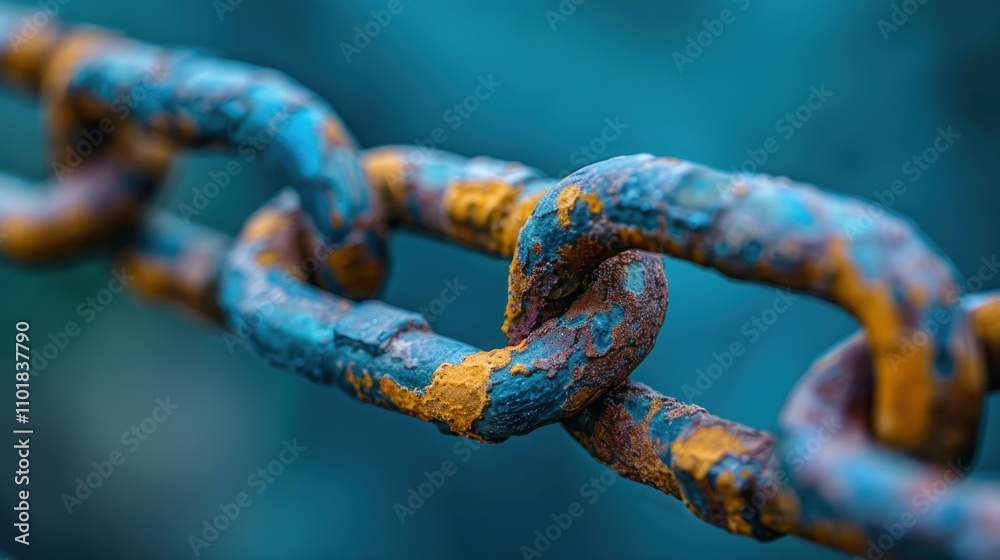 Close-up of a rusty, weathered chain link, showcasing texture and color contrast. Close-up of a rusty, weathered chain link, showcasing texture and color contrast.