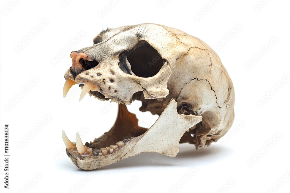 A detailed view of a skull on a white background A detailed view of a skull on a white background