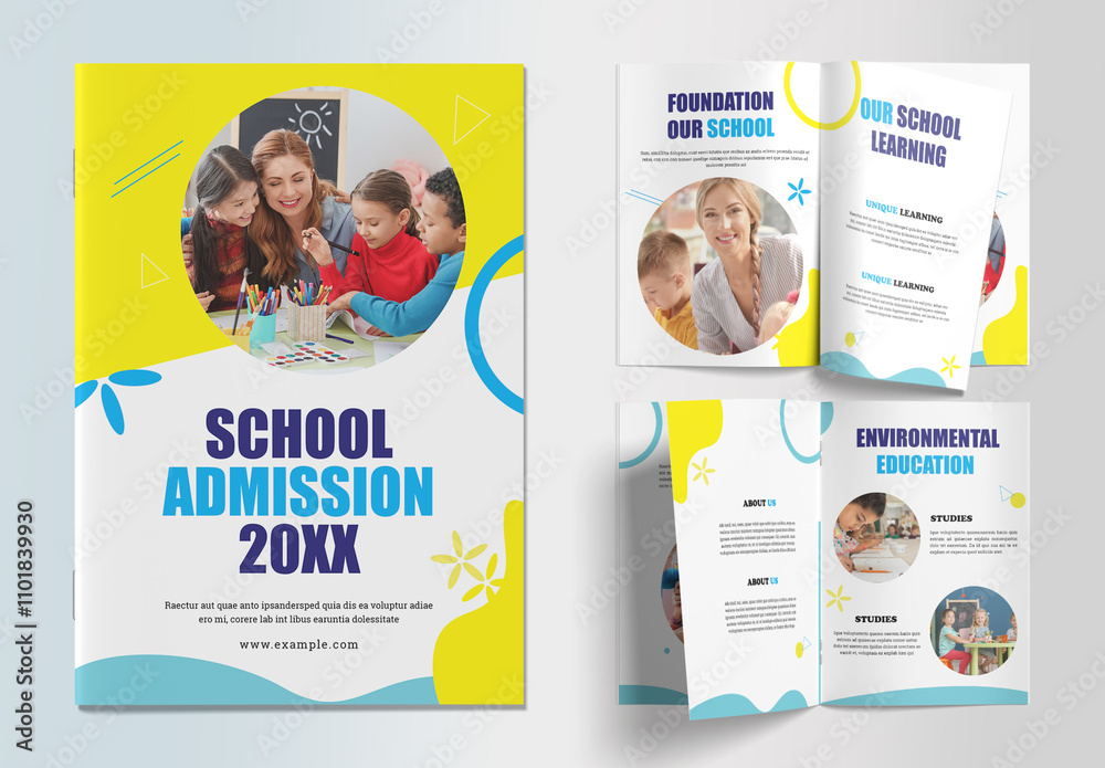Kindergarten School Brochure Layout Stock Template | Adobe Stock