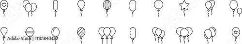 Holiday Ballon Pack of Thin Icons. Editable Stroke. Suitable for Web Sites, Books, Cards, Apps