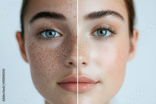 Split-Face Comparison of Facial Hyperpigmentation Before and After Treatment