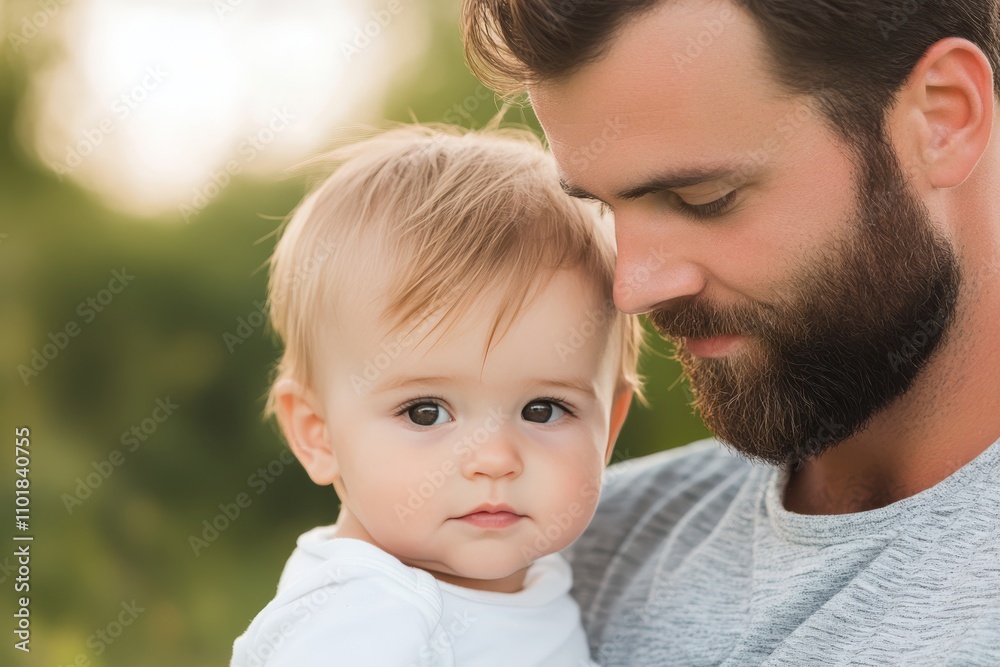 Father and child sharing a warm moment outdoors during autumn Father and child sharing a warm moment outdoors during autumn