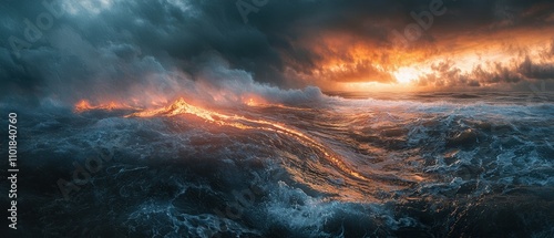 Volcanic activity in hawaii close-up of dramatic lava flow meeting the ocean