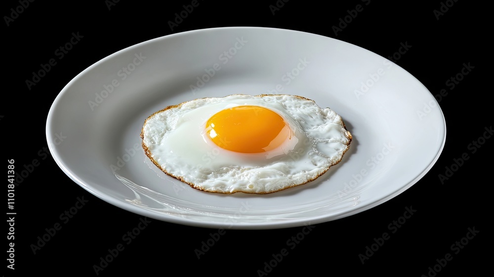A plate containing a fried egg creates a visually appealing scene, perfect for those seeking inspiration related to fried eggs, with ample copy space for text.