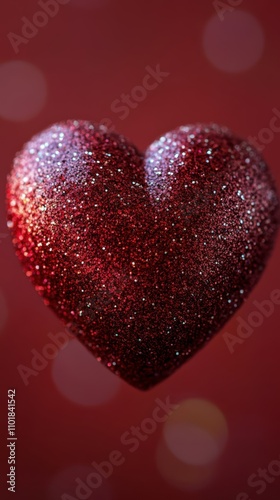 Glittering red heart symbolizes love and celebration during festive occasions