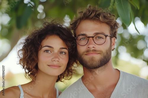 Couple enjoying a quiet moment in a natural setting during autumn season