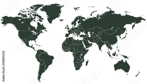 Fototapeta Naklejka Na Ścianę i Meble -  World map. Black modern vector map. Silhouette map