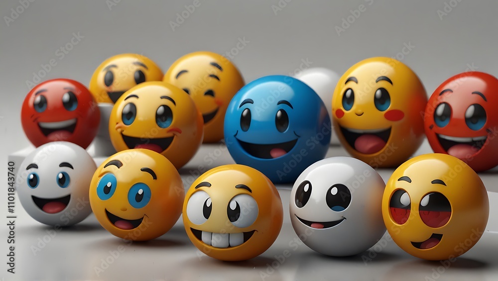 Smiling Emojis: A 3D Render of Happy Faces Smiling Emojis: A 3D Render of Happy Faces
