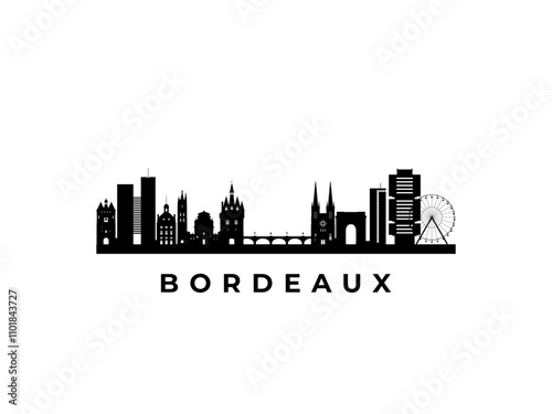 Vector Bordeaux skyline. Travel Bordeaux famous landmarks. Business and tourism concept for presentation, banner, web site.
