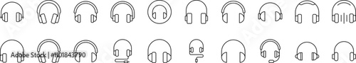 Big Various Headphones Collection of Thin Icons. Editable Stroke. Suitable for Web Sites, Books, Cards, Apps