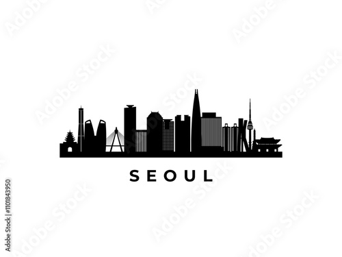 Vector Seoul skyline. Travel Seoul famous landmarks. Business and tourism concept for presentation, banner, web site.