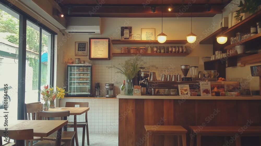 ナチュラルでおしゃれな無人のカフェ