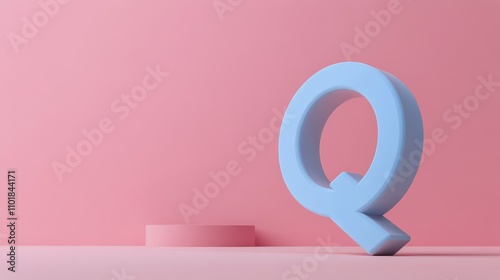 Unique pastel Q letter design on a soft pink background for creative projects