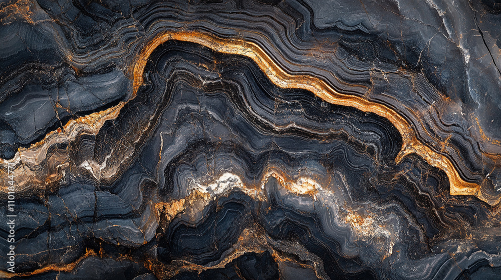 Natural stone with intricate patterns and golden veins showcasing unique geological formations Natural stone with intricate patterns and golden veins showcasing unique geological formations