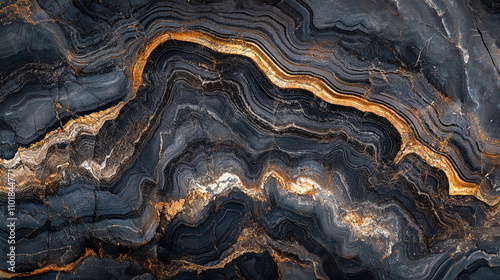 Natural stone with intricate patterns and golden veins showcasing unique geological formations