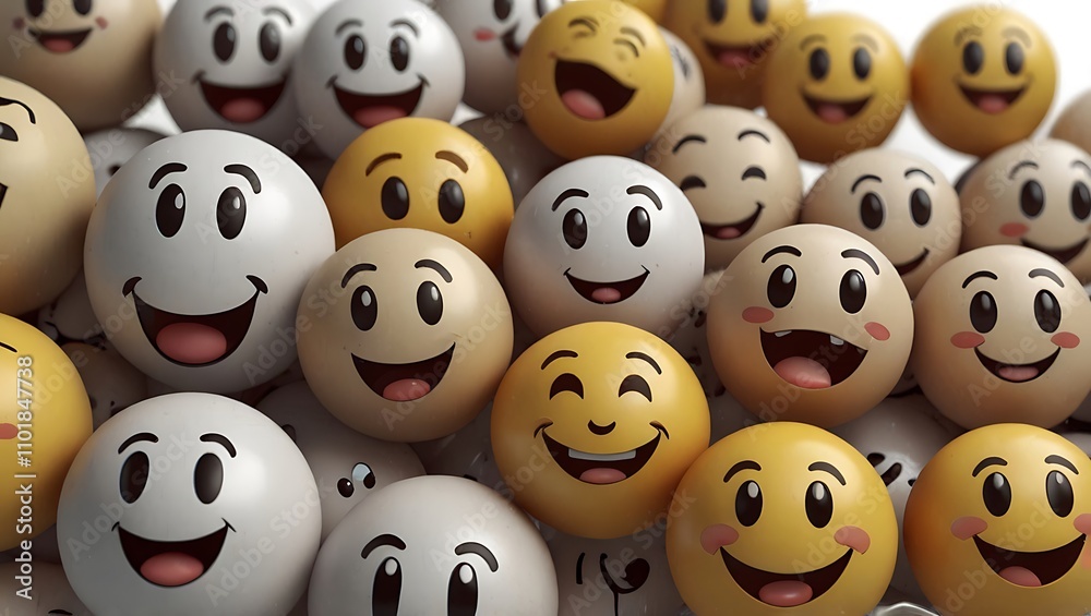 Happy Emojis: A 3D Rendering of Smiling Faces Happy Emojis: A 3D Rendering of Smiling Faces