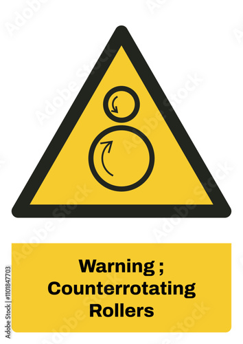 ISO warning safety signs sentence case text_warning ; counterrotating rollers_portrait size a4/a3/a2/a1	 
