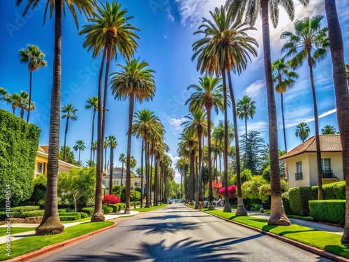 Panoramic View of Beverly Drive Street Sign in Beverly Hills, Capturing the Essence of Luxury Travel and Iconic California Streets in Stunning Detail for Travel Photography Enthusiasts