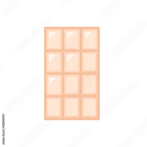 White Vanilla Chocolate Bar, isolated flat illustration in transparent background