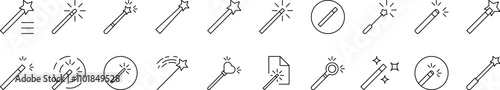 Magic Wand Pack of Thin Icons. Editable Stroke. Suitable for Web Sites, Books, Cards, Apps