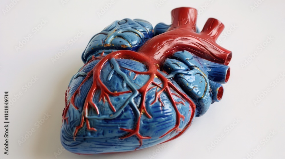 Naklejka premium Pathology-Oriented Heart Model on White Surface, Designed for Detailed Medical Examinations