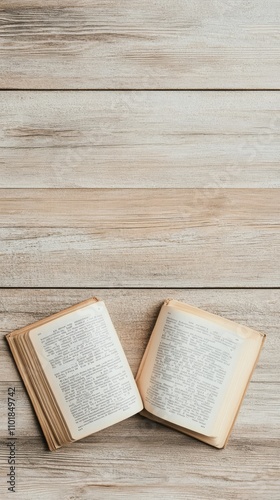 Open book resting on a wooden surface in a cozy reading nook during daylight ...