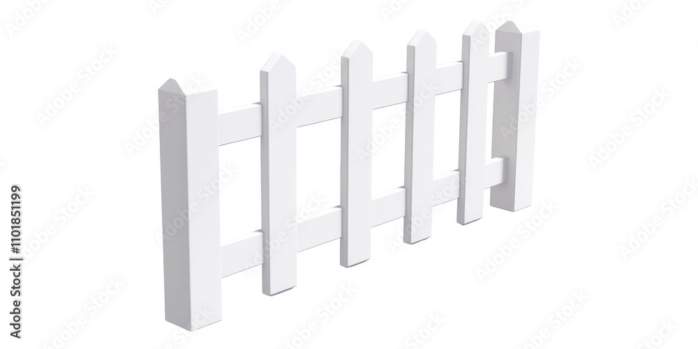 3D White Picket Fence Isolated on Transparent Background 3D White Picket Fence Isolated on Transparent Background