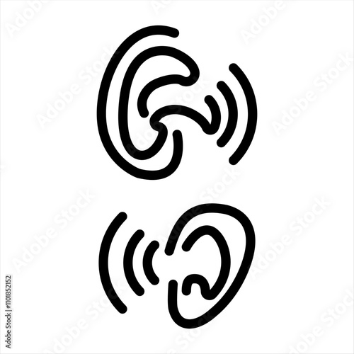ear and sound logo icon design monoline