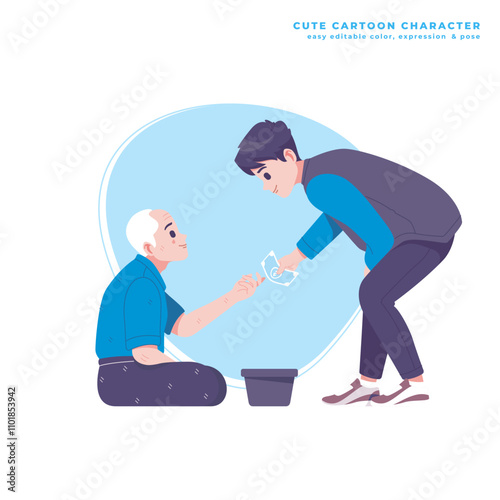 donation concept cute cartoon character