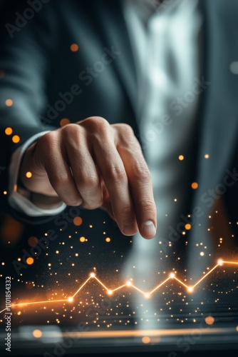 Professional man interacting with digital interface in modern office setting