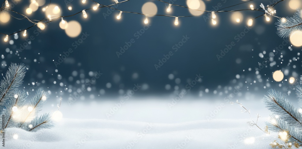 Naklejka premium A serene winter landscape is adorned with fresh snow covering the ground