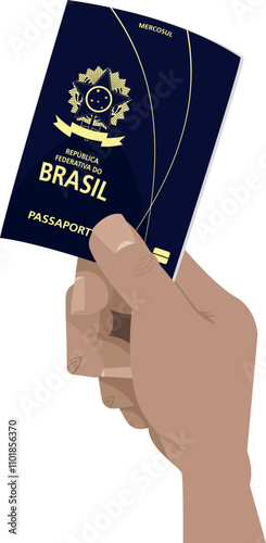 Passaporte brasileiro - mão de um cidadão segurando o seu passaporte