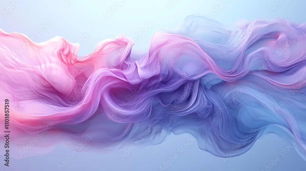 Fototapeta premium Abstract flowing pastel pink and blue fabric waves.