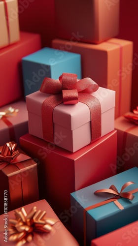 Colorful gift boxes stacked together ready for a festive celebration