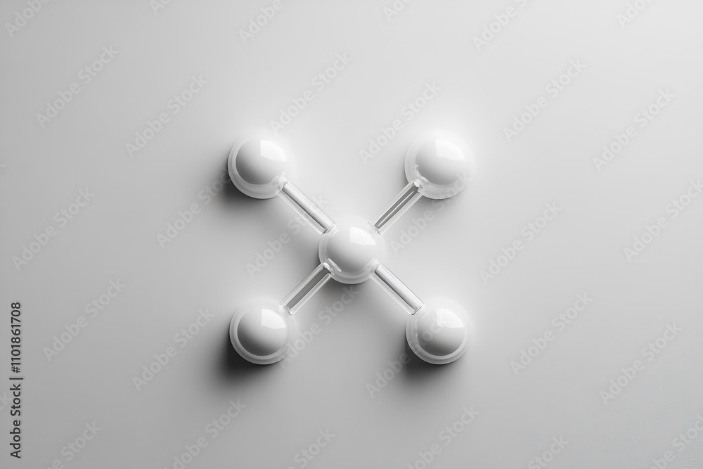 Obraz premium A minimalist white molecular structure on a clean background, symbolizing simplicity, innovation, and scientific precision.