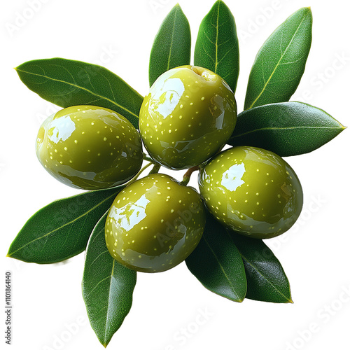 Green Olive with Leaves Isolated Transparent Background photo