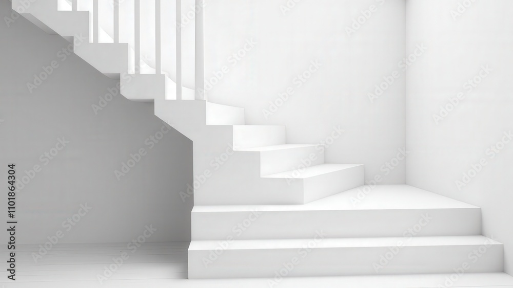 A modern staircase with blank wraps in a clean, minimal design A modern staircase with blank wraps in a clean, minimal design