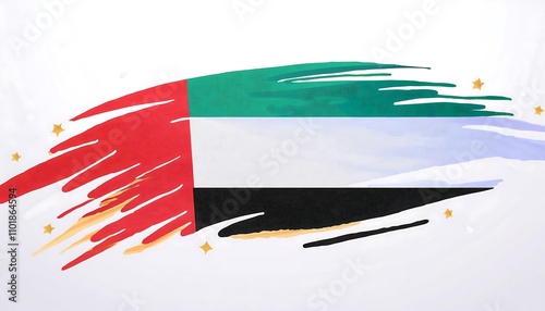 UAE National day, National Day of United Arab Emirates. National Day Concept Design, flag of united Arab emirates in desert background, wave flag of UAE, flag day
 photo
