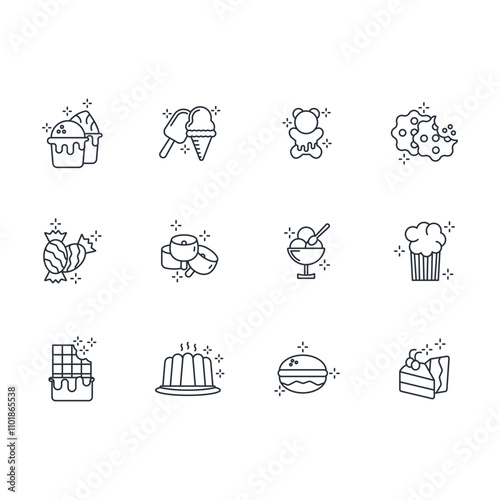 Sweets and desserts icon set.vector.Editable stroke.linear style sign for use web design,logo.Symbol illustration.