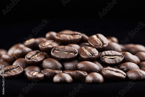 Coffee beans pile ready for grinding and brewing in a cozy kitchen environment