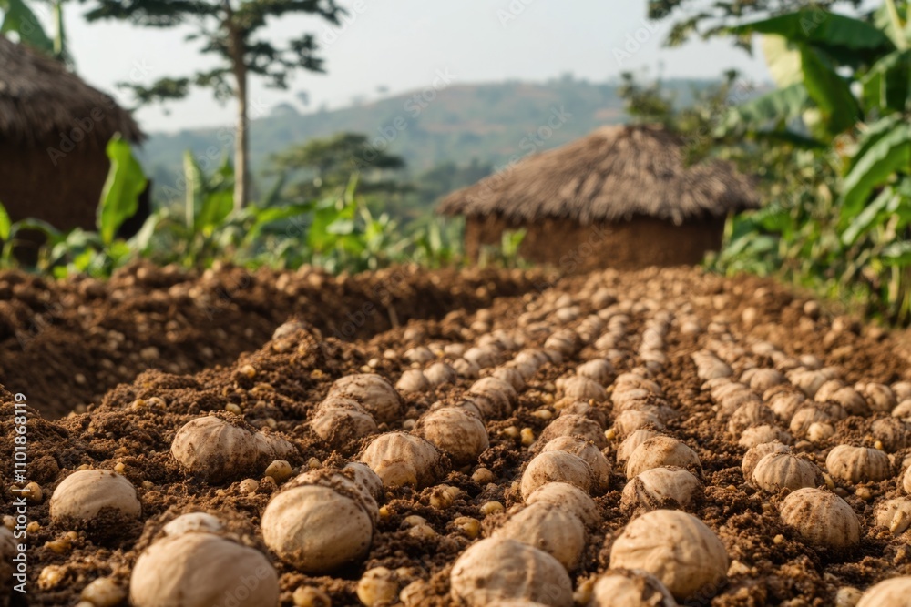 A collection of nuts sits atop a dirt field, ideal for use in still life photography or as a prop in nature-themed settings A collection of nuts sits atop a dirt field, ideal for use in still life photography or as a prop in nature-themed settings