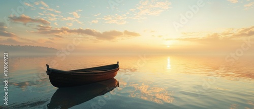 Tranquil waters and peaceful fishing boat a serene coastal bird's eye view