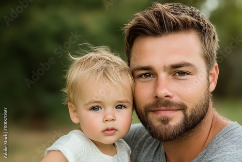 Father and child sharing a warm moment outdoors during autumn