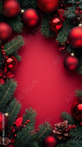 Festive red and green arrangement for holiday celebrations and winter decorat...