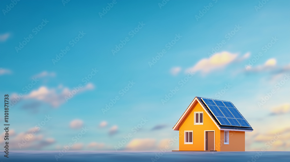 conceptual image of smart home with solar panels and energy efficiency conceptual image of smart home with solar panels and energy efficiency