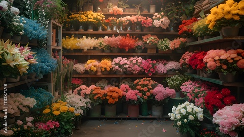 Flower business in detail. AI generated